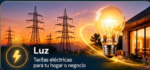 Luz: bombilla encendida junto a instalaciones eléctricas, tarifas para hogar y negocio